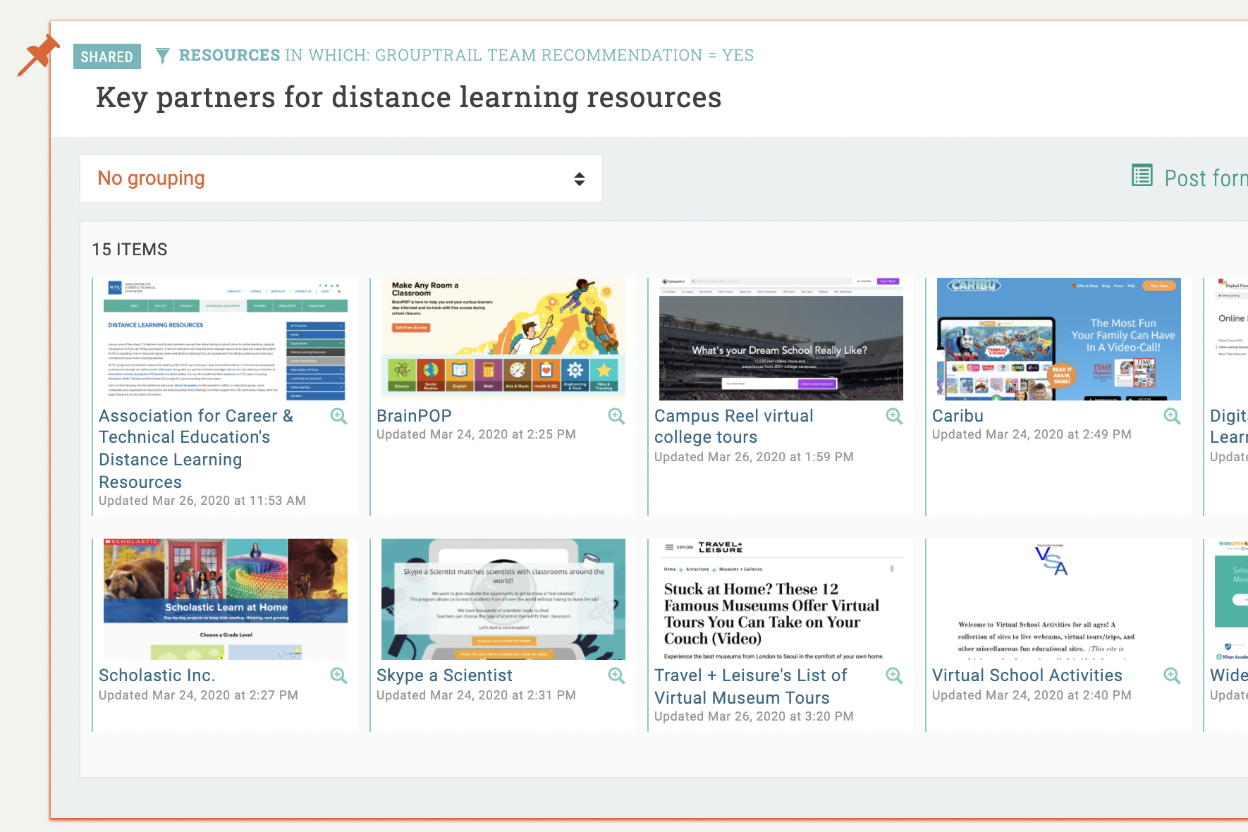 Grouptrail partnerships tracking dashboard demo
