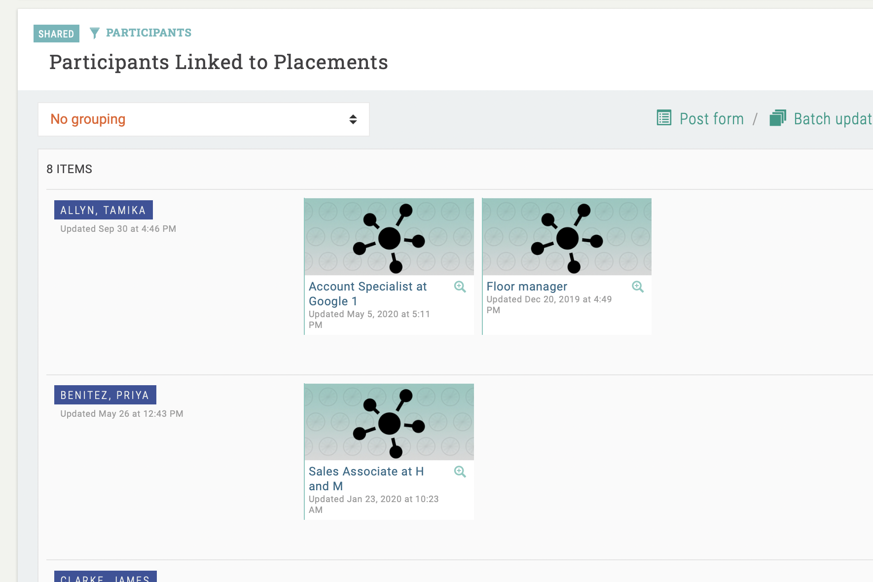 Grouptrail workforce development dashboard demo